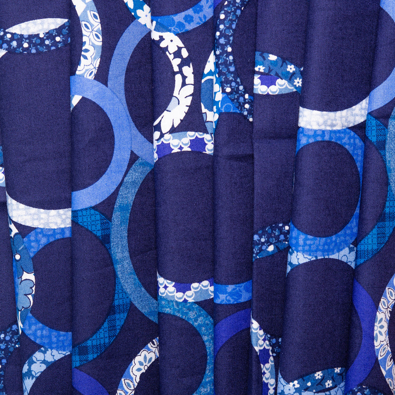 Wide Quilt Backing Print - Print cercles - Blue