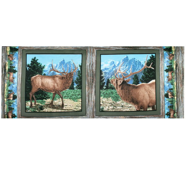Licensed Cotton Print - Wild wings Panel Mooses (44 inch X 36 inch  /  114 cm X 92 cm) - Green