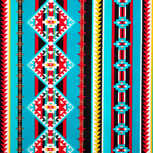 SPIRIT TRAIL - Coton imprimé - Navajo - Bleu / Rouge / Noir