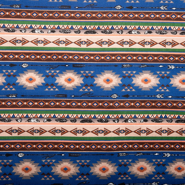 SPIRIT TRAIL Printed Cotton - Navajo stripe - Blue