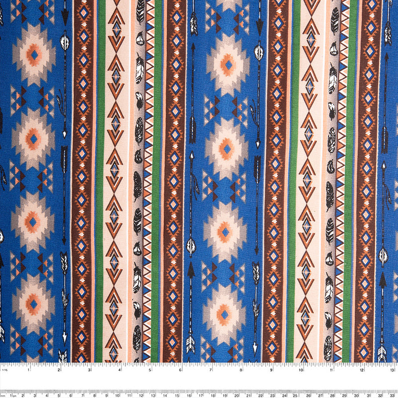 SPIRIT TRAIL Printed Cotton - Navajo stripe - Blue