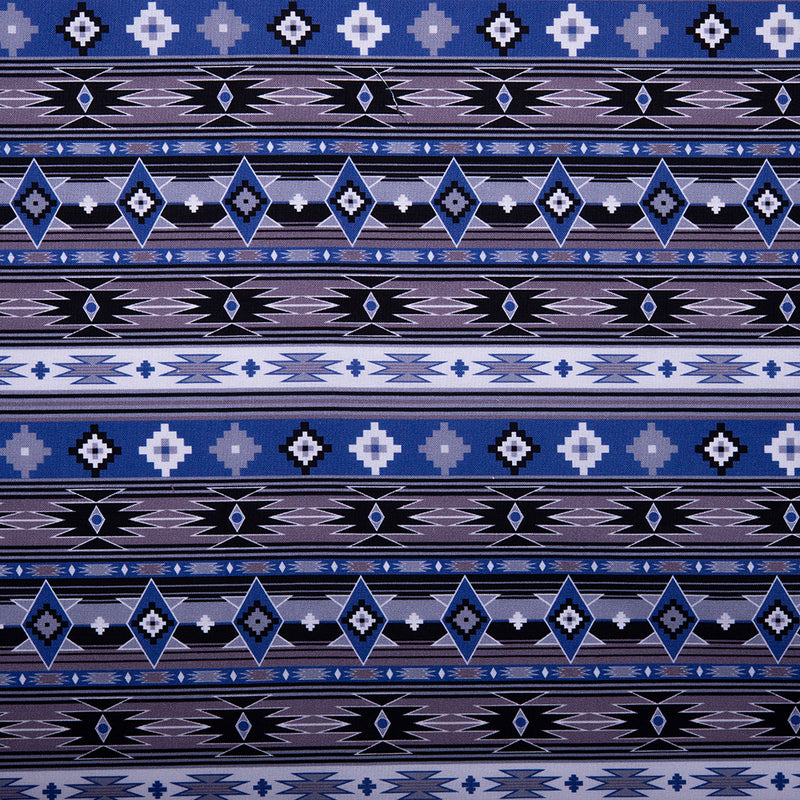 SPIRIT TRAIL - Coton imprimé - Rayure Navajo - Mauve / Bleu