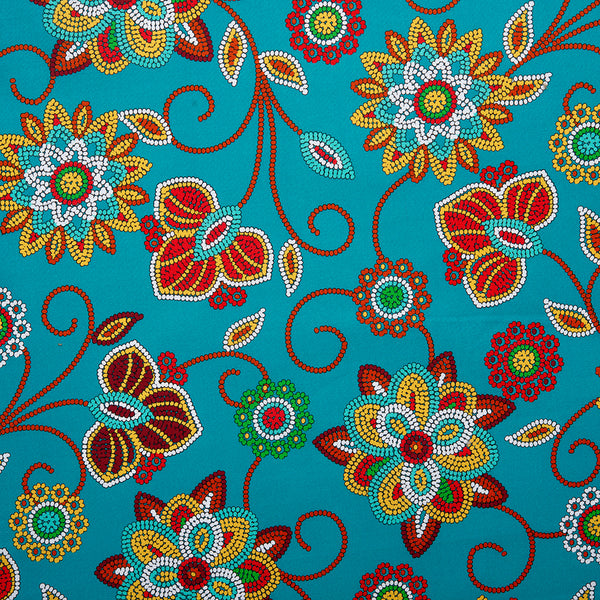 SPIRIT TRAIL Printed Cotton - Florals - Turquoise