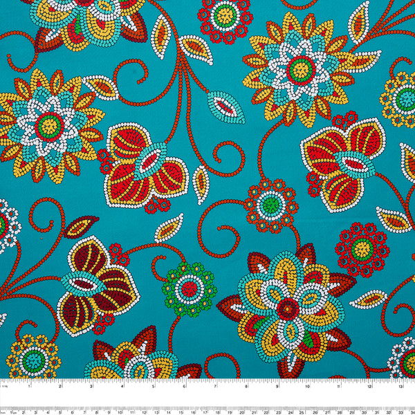 SPIRIT TRAIL Printed Cotton - Florals - Turquoise