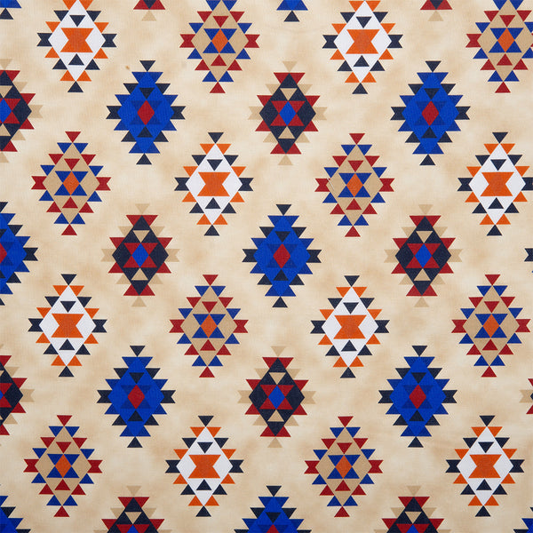 SPIRIT TRAIL Printed Cotton - Navajo geometric - Beige