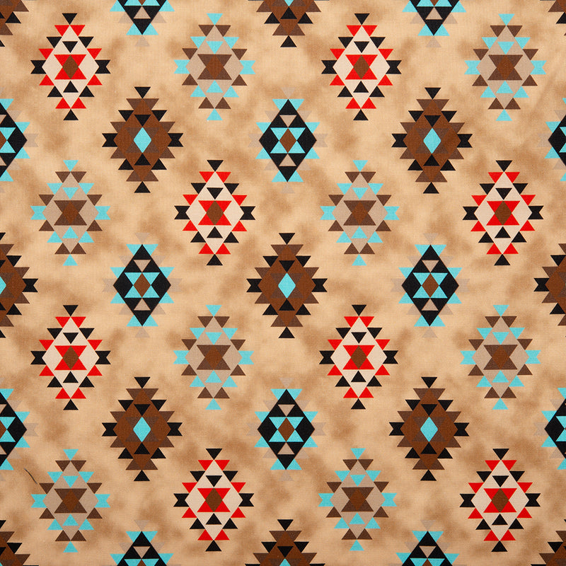 SPIRIT TRAIL - Coton imprimé - Navajo géométrique - Brun