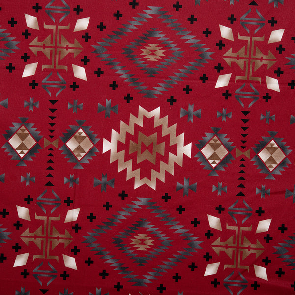 SPIRIT TRAIL Printed Cotton - Navajo diamond - Red