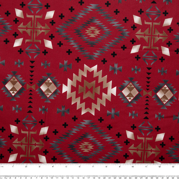 SPIRIT TRAIL Printed Cotton - Navajo diamond - Red