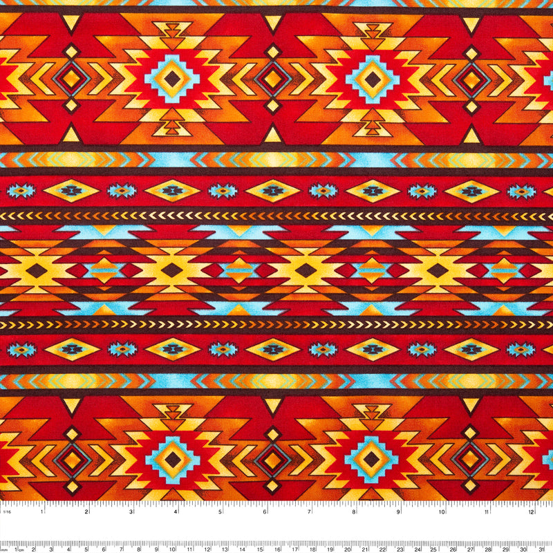 SPIRIT TRAIL Printed Cotton - Stripes / Stars - Red