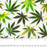 MARY JANE -  Printed Cotton - Medium leafs - White