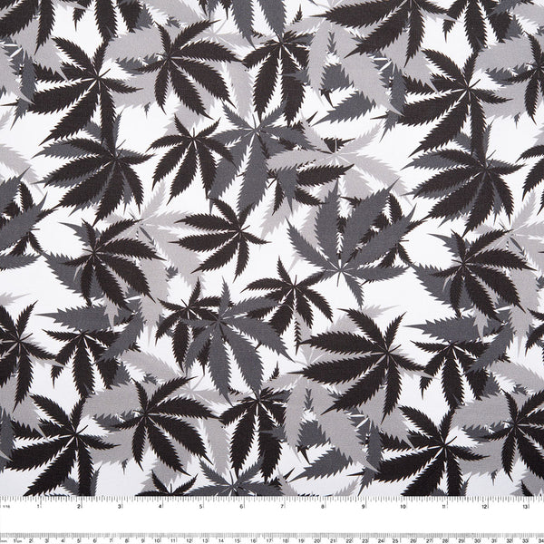 MARY JANE - MARIJUANA Coton imprimé - Multiple feuilles - Gris