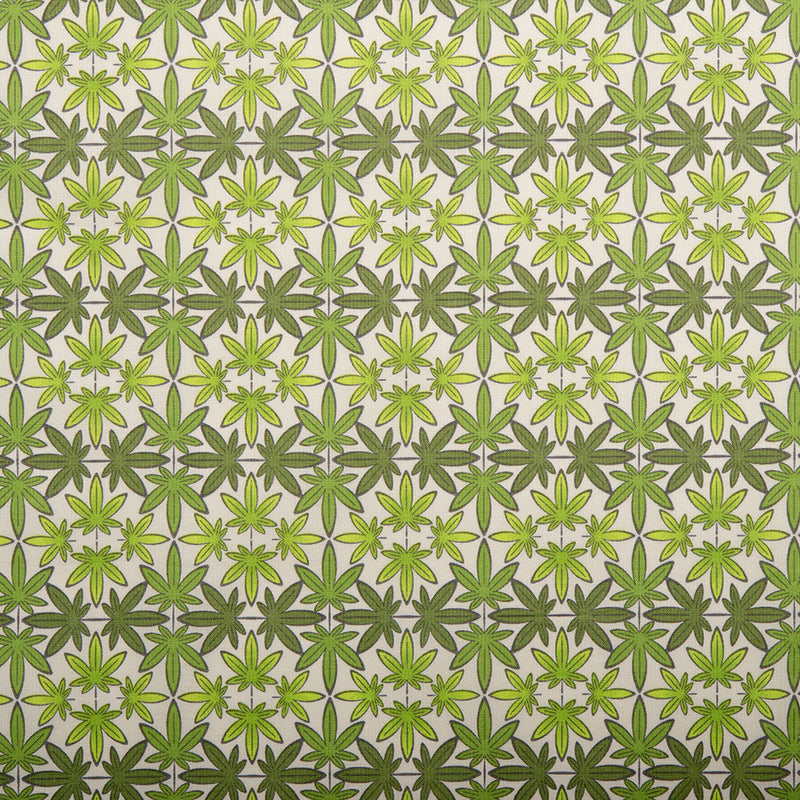 MARY JANE - Printed Cotton - Plaid leafs - Green