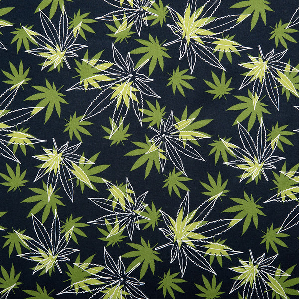 MARY JANE - Printed Cotton - Multiple leafs - Black