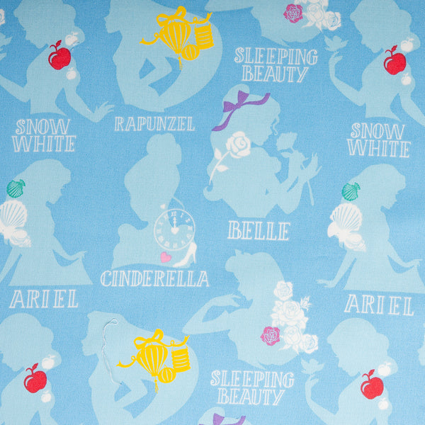 Camelot - PRIVILEGE - Coton imprimé sous licence - Princesse Disney - Têtes - Bleu