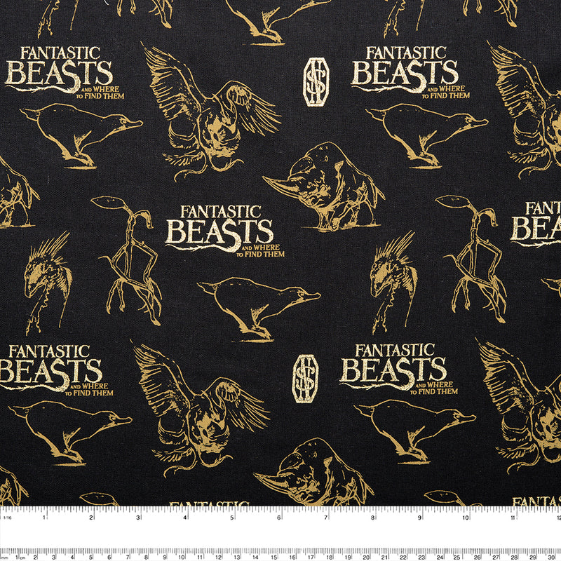 Camelot - PRIVILÈGE - Licensed Cotton Print - Fantastic Beasts - Animals - Black