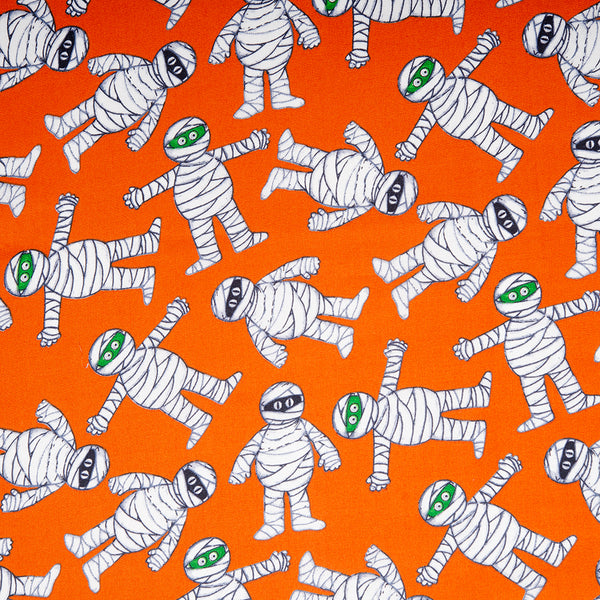 SEW SPOOKTACULAR Printed cotton - Mummies - Orange