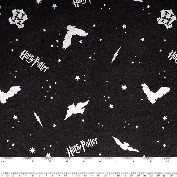 Licensed Flannelette Print - Harry Potter - Logo - Black