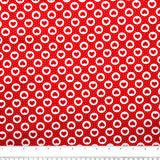 Coton imprimé ST-VALENTIN - Cercles / Cœurs - Rouge