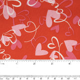 VALENTINE'S Printed Cotton - Heart / Love - Red