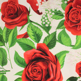 Coton imprimé ST-VALENTIN - Roses - Blanc / Rouge