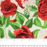 Coton imprimé ST-VALENTIN - Roses - Blanc / Rouge