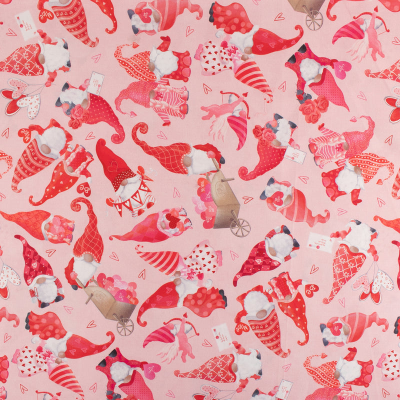 VALENTINE'S Printed Cotton - Gnomes - Pink