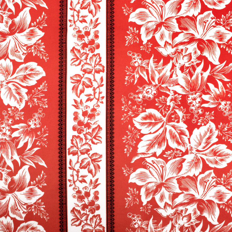 Coton imprimé contrastant - Lys / Rayures - Rouge