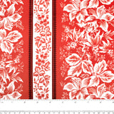 Contrast Cotton Print - Lily / Stripes - Red