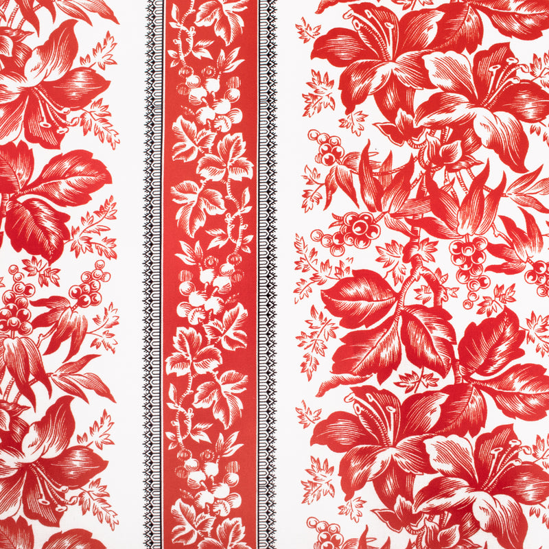 Contrast Cotton Print - Lily / Stripes- White