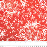 Contrast Cotton Print - Peony - Red