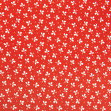 Coton imprimé contrastant - Trèfles - Rouge