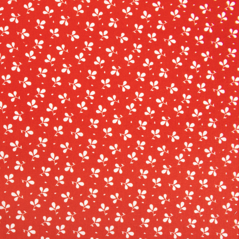 Contrast Cotton Print - Clovers - Red