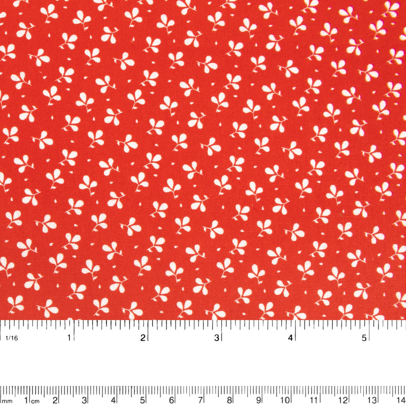 Contrast Cotton Print - Clovers - Red