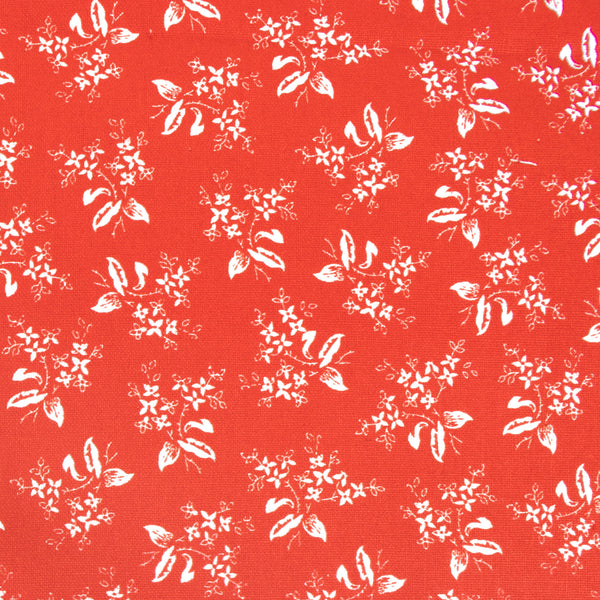 Coton imprimé contrastant - Bouquets - Rouge