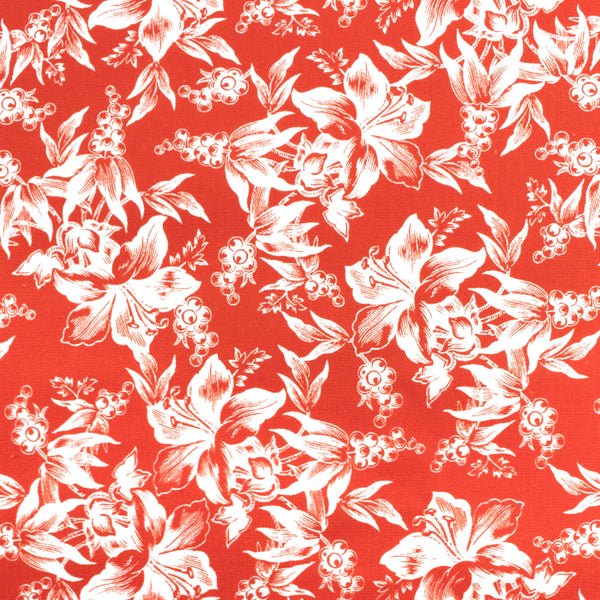 Contrast Cotton Print - Lilys - Red
