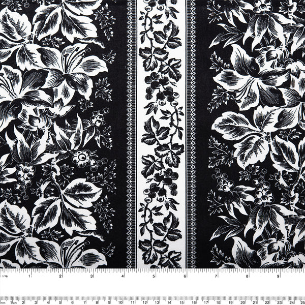 Coton imprimé contrastant - Lys / Rayures - Noir