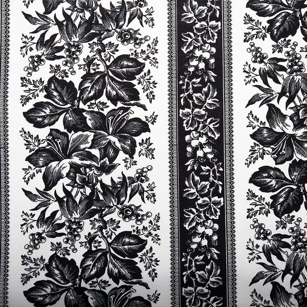 Coton imprimé contrastant - Lys / Rayures - Blanc / Noir
