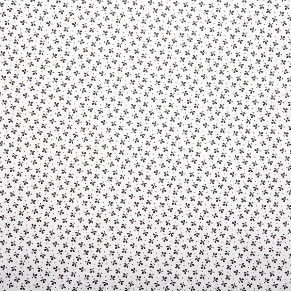 Coton imprimé contrastant - Trêfle - Blanc