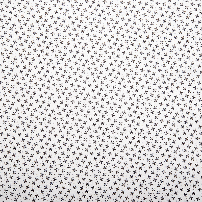 Coton imprimé contrastant - Trêfle - Blanc