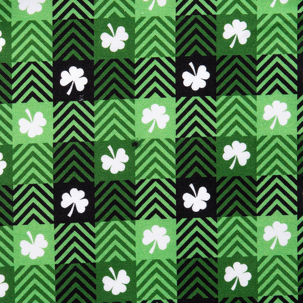 SAINT PATRICK Cotton print - Clover / Plaid - Green