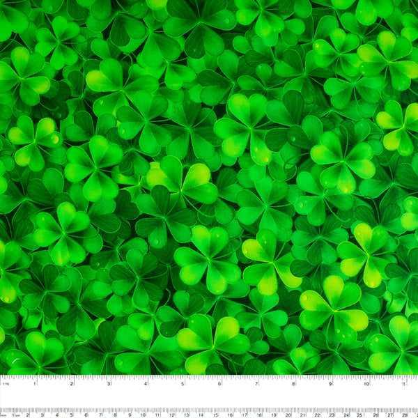 SAINT PATRICK Cotton print - Clover - Neon green