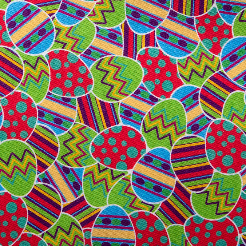 EASTER Cotton print - Eggs - Red