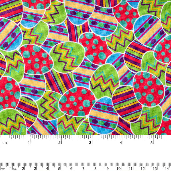 EASTER Cotton print - Eggs - Red