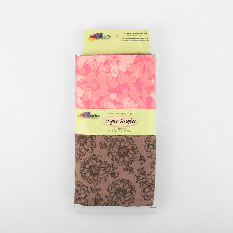 2 verges de Tissu imprimé coordonné - Traditionnelle Fleur - Rose