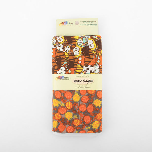 2 yard pre-cut cotton prints -  Animals - Orange