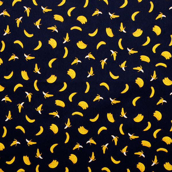 NOVELTY - Coton imprimé - Bananes - Marine