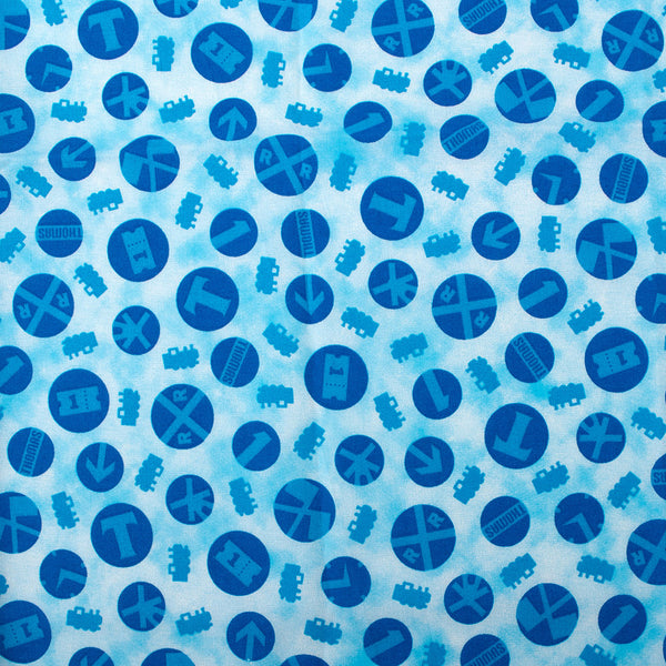 Coton imprimé sous licence - Thomas et ses amis - Pastille - Bleu