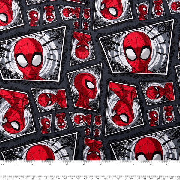 Coton imprimé sous licence - Marvel - L'araigné (Spider-Man) - Gris