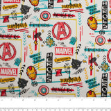 Coton imprimé sous licence - Avengers logos - Blanc
