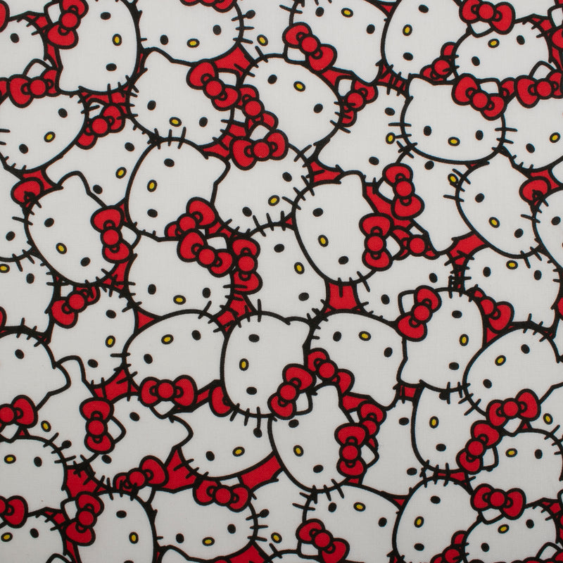 Coton imprimé sous licence - Hello Kitty tête - Rouge